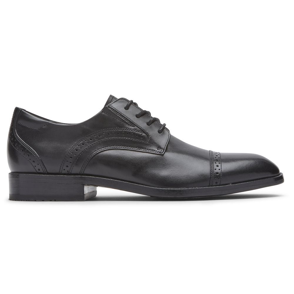 Rockport Men's Total Motion Office Cap Toe Oxfords - Black - USA (0236WZNBX)